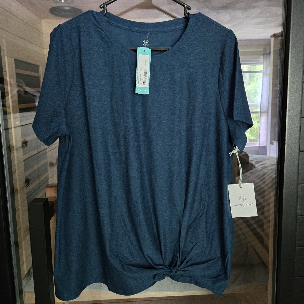 Wander Blue Tie Front Polo Tee